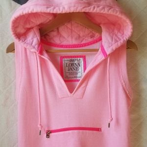 Cute pink Lorna Jane sleeveless workout hoodie